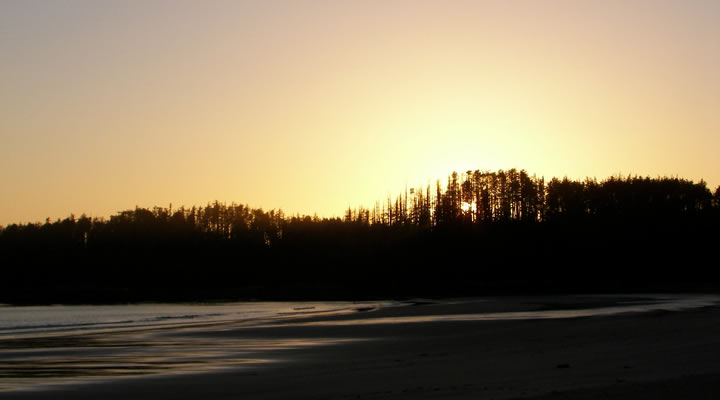 Sunset on a beach on the Hecate Strait